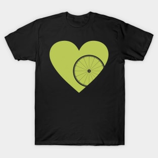 Heart with Road Bike Wheel for Cycling Lovers T-Shirt